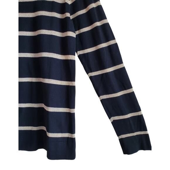 VINCE CAMUTO Women's M Sweater Black Gold Sheer Neckline & Shoulders Striped 36" - Picture 5 of 7
